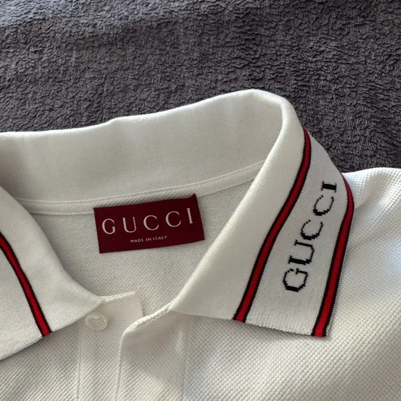 Gucci White Polo with Red Accents NWOT